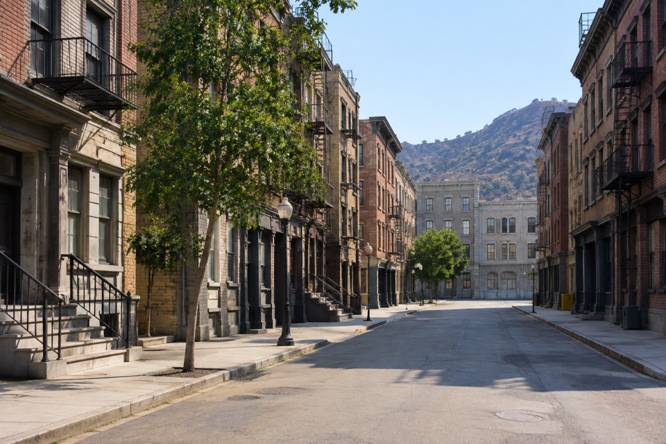 Backlot / Hennessy Street (Tenement Street), Warner Brothers Burbank Studios, Burbank