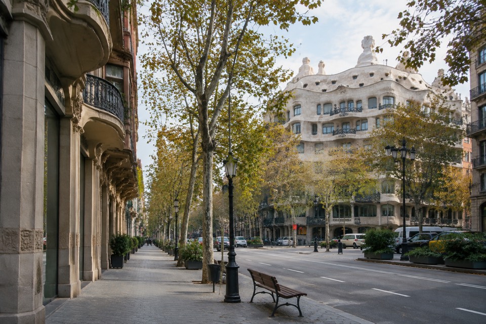 Barcelona streets and Eixample district, Barcelona