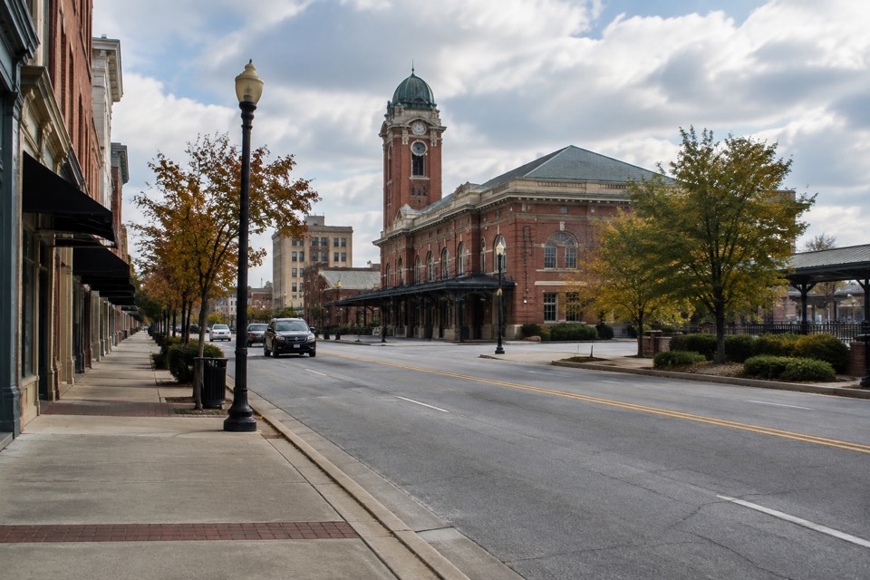Downtown Macon streets and Terminal Station, Macon