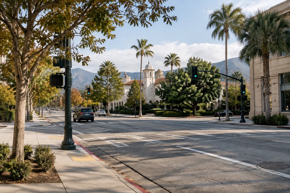 East Green Street & South Los Robles Avenue intersection, Pasadena