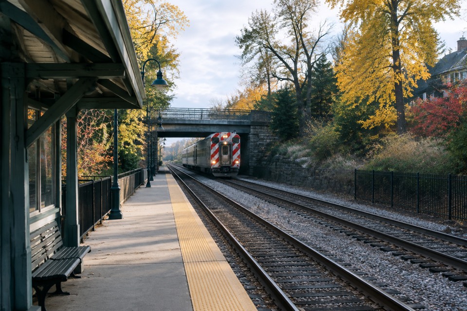 Hubbard Woods Metra Station / Train Bridge, Winnetka