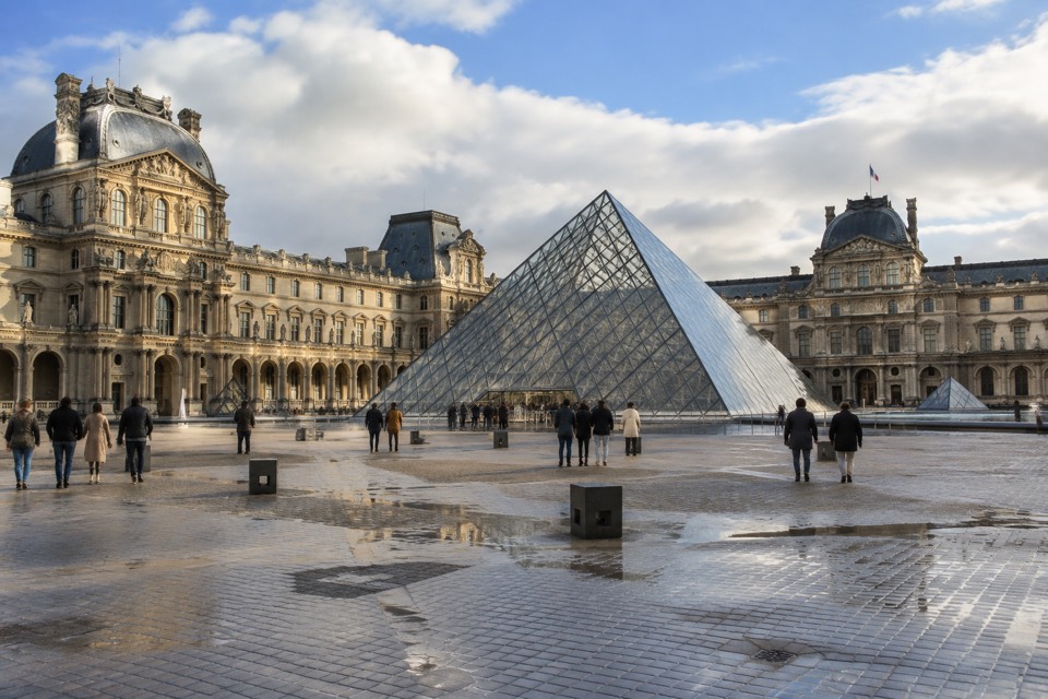 Louvre Pyramid, Cour Napoléon, Paris